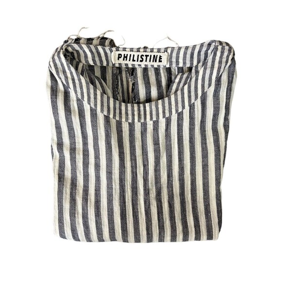 Philistine NYC M/L Japanese Cotton Striped Poncho Tank Top Shirt Navy White - Picture 10 of 13